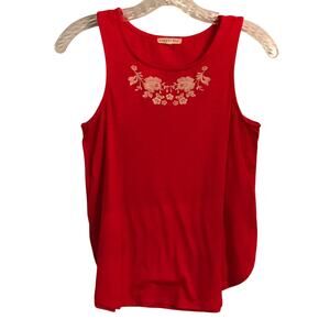 Copper Key Top Small Juniors Girls Tank Red Orange Embroideried Sleeveless